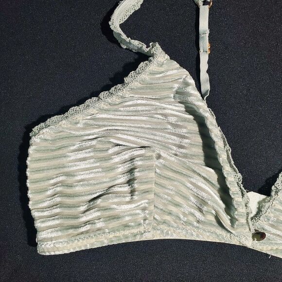 Sam Edelman Pleated Green Lace Bra L - Picture 3 of 9